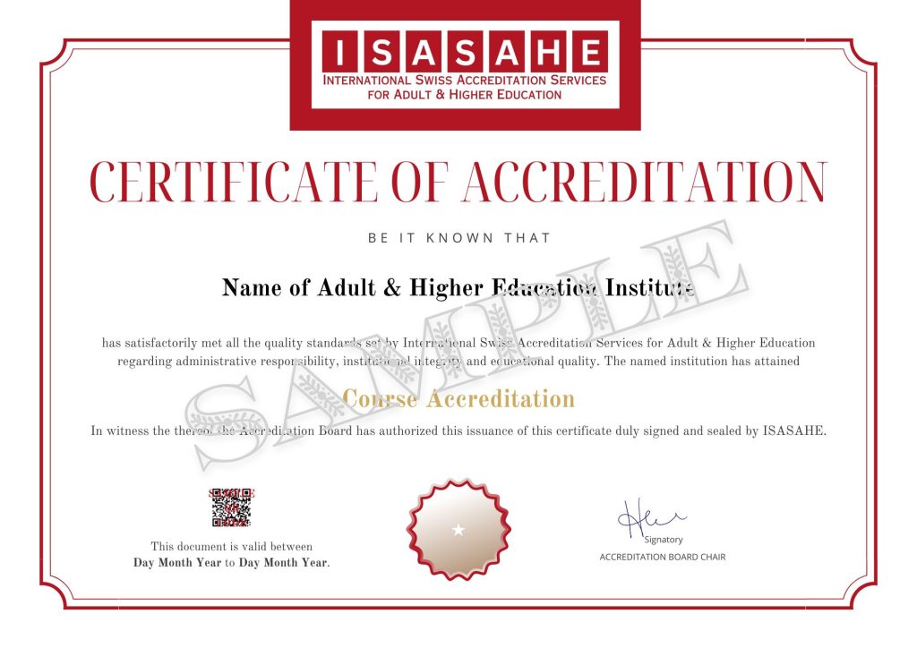 Sample Course Accreditation Certificate