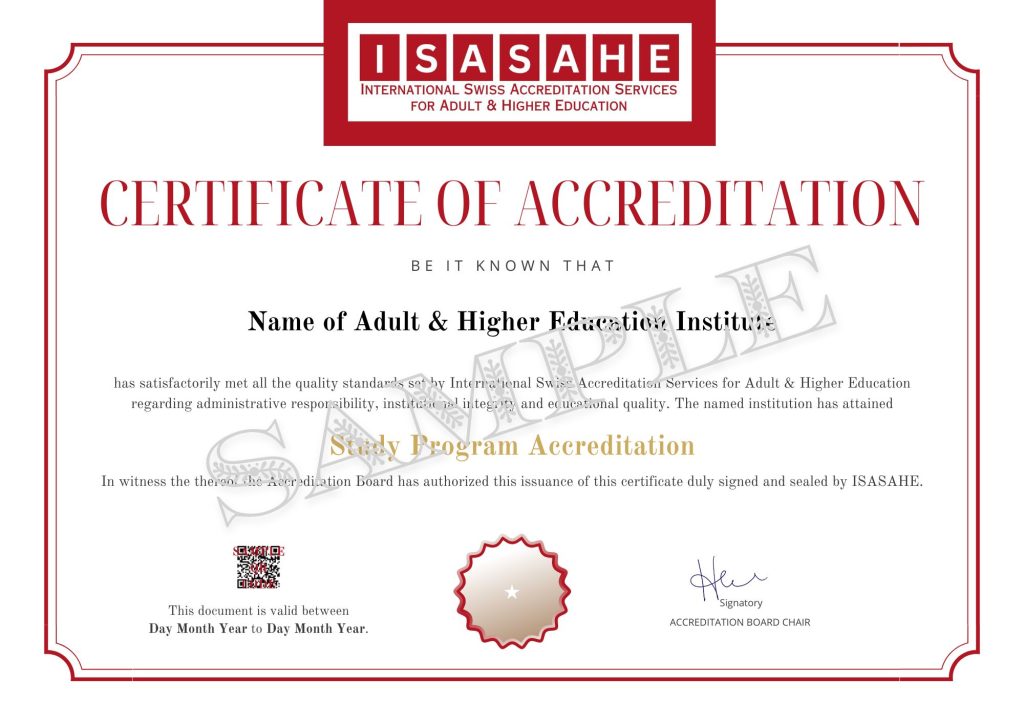 Sample Study Program Accreditation Certificate